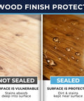 Comparison of sealed and unsealed wood finish showing protection with Water Based Wood Stain And Sealer In One Fast Dry Non Toxic Coating For Indoor Outdoor Applications Guarantees No Fuss Coverage With A Warm Amber Brown Shade That Revives Weathered Boards Without Any Mess Or Complicated Layering.