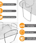 Premium Steel Air Fryer Basket Set With Nonstick Mesh For Even 360 Degree Heat Circulation showing stainless steel mesh design