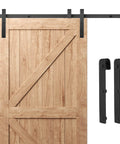 Heavy Duty Cabinet Sliding Barn Door Hardware Kit For TV Stands And Cupboards Storage Cabinets With J Shape Hanger Type 1, wood door, black hardware.
