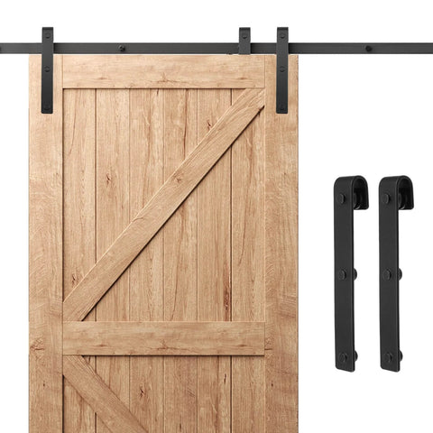 Heavy Duty Cabinet Sliding Barn Door Hardware Kit For TV Stands And Cupboards Storage Cabinets With J Shape Hanger Type 1, wood door, black hardware.