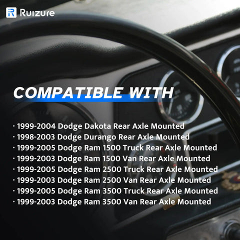 Compatible with Dodge Dakota and Durango models from 1998-2005 for rear axle mounting, showing compatibility list.