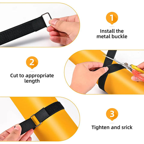 1 Inch By 39 Foot Nylon Hook And Loop Straps Roll With 60 Buckles 30 Metal And 30 Plastic Adjustable Reusable Cut To Length Ties for installation instructions