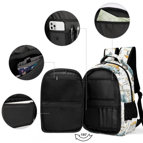 Travel Laptop Backpack For Weekend Road Trips And Daily Commute Road Trip Ready Durable Polyester Computer Bag With Large Capacity Lightweight And Tear Resistant Washable Fits Most 15 To 16 Inch Laptops Everyday Carry Gear, showing open compartments.