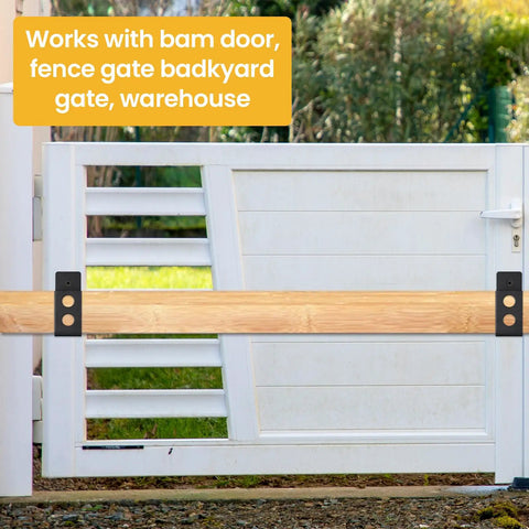 8 Pack Heavy Duty 2x4 Door Barricade Brackets U Shaped Wood Mount Security Bar Holders installed on white gate
