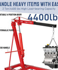 2 Ton Foldable Engine Hoist Cherry Picker For Auto Repair And Garage Work Heavy Duty Hydraulic Lift With Telescopic Boom 4400 Lb Capacity 6 Swivel Casters Portable Shop Crane lifting engine