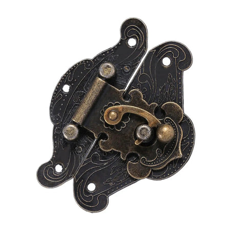 Vintage Wooden Box Latches With No Fuss Installation Kit And Screws For Jewelry Boxes And Tool Organizers 47x37mm, ornate metal design