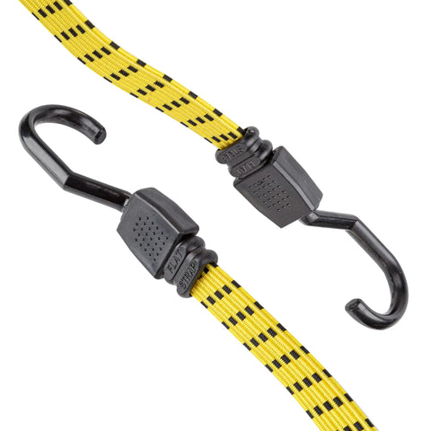 Ultra 48 Inch Flat Bungee Cord 4 Pack Yellow Black With Ultra Hooks Glass Filled Nylon Outer Sheath And Steel Core Heavy Duty Rubber