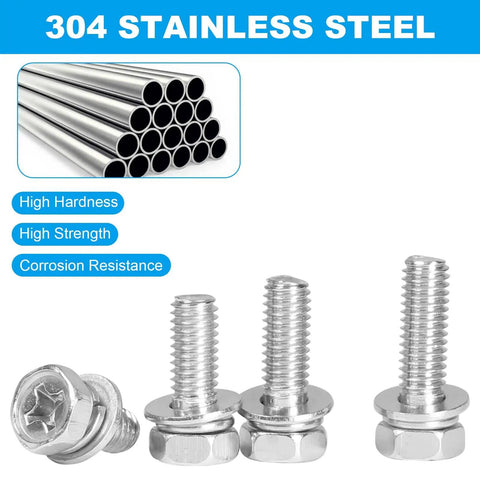 Stainless Steel Motorcycle Battery Terminal Bolts And Nuts Kit 72Pcs M6x10 12 14 16 18 20mm Square Nuts Included