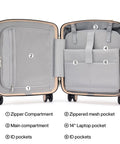 Open interior of Go To 16 Inch Underseat Carry On Luggage With Hard Shell And Spinner Wheels Airline Approved 29L Lightweight Travel Case.