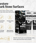 Black Marble and Granite Repair Kit two-part resin and hardener tubes for countertop restoration