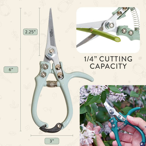 Herb Snipping Scissors For Gardeners, Lightweight Pruning Shears With Easy Lock, Fine Tipped Carbon Steel Blades For Precise Cuts
