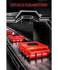 Heavy Duty Machinery Movers Set With Swivel Caps And Smooth Rolling Pu Wheels Rated To Haul 13200 Pounds, red dolly on conveyor.