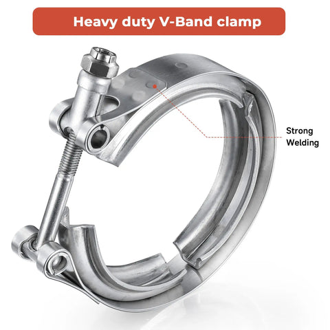 1.5 Inch 304 Stainless Steel V Band Exhaust Clamp For Turbo Downpipes Flange Kit Durable Rustproof Racing Grade Universal Fit