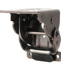 Built Tough Foldable Support Brackets With Self Locking Extension Mechanism And Full Mounting Screw Kit For Table Legs Bed Frames Workshop Bench Projects close-up view of steel hinge mechanism.