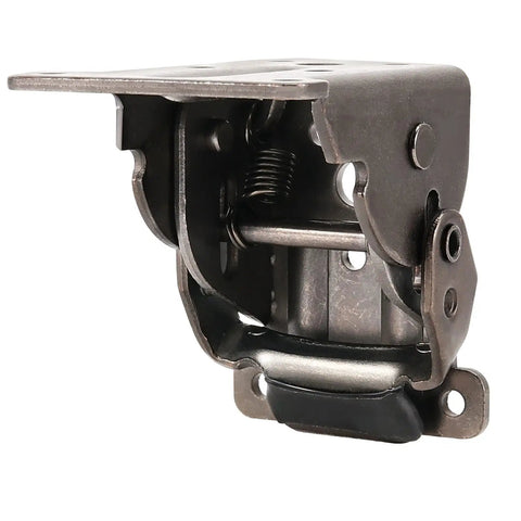 Built Tough Foldable Support Brackets With Self Locking Extension Mechanism And Full Mounting Screw Kit For Table Legs Bed Frames Workshop Bench Projects close-up view of steel hinge mechanism.
