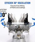 Air Driven Paint Can Mixer For 1 To 5 L Round And Square Buckets, Pneumatic Shaker With 30 Degree Oscillation And Adjustable Clamp System For Mixing Ink Adhesive And Coatings, A DIY Friendly Pro Grade Tool For Any Shop, front view