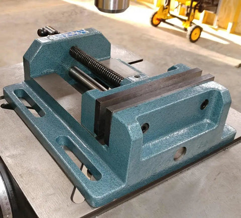Low Profile Drill Press Vise LP6 6 Inch Jaw Width 6 Inch Opening 2 Inch Jaw Depth For Easy Drilling Tapping And Reaming On Machine Table