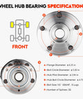 Front Wheel Hub Bearing Assembly specifications chart for Jeep Wrangler JK 2011-2018 4WD With ABS Replacement 513369