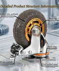 Heavy Duty Rock Solid Rubber Caster Wheels Set Of 4 For Home Furniture And Storage Carts 600 Lbs Max Capacity, showing rubber tire and steel base.