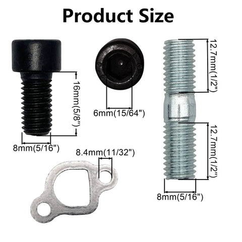 Exhaust Muffler Pipe Mounting Hardware Kit With Gasket For Coleman CT200U BT200X Baja MB200 Axis M200 KT196, product size details.