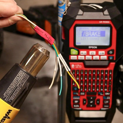 Hella Heavy Duty Label Maker And Portable Tape Printer For Asset Tagging Cable Wire Marking, heat gun, labeled wires.