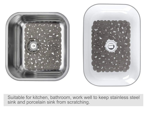 Pebble Sink Mat 2 Pack For Stainless Steel And Ceramic Sinks, PVC Dish Drying Mats Protectors, grey matte finish, top view