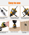 4-piece HCS countersink drill bit set with depth stop and L-shaped wrench for wood and plastic.