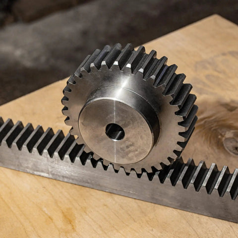 Heavy Duty Steel Gear Rack Set, Two Pcs 1Mod 500mm Long Linear Spur Rack, 10mm By 10mm, 3.3 Ft Total Length, Built Tough For Machines And Automotive Projects, High Hardness, Anti Wear, Durable Steel Construction, steel gear rack and pinion close-up