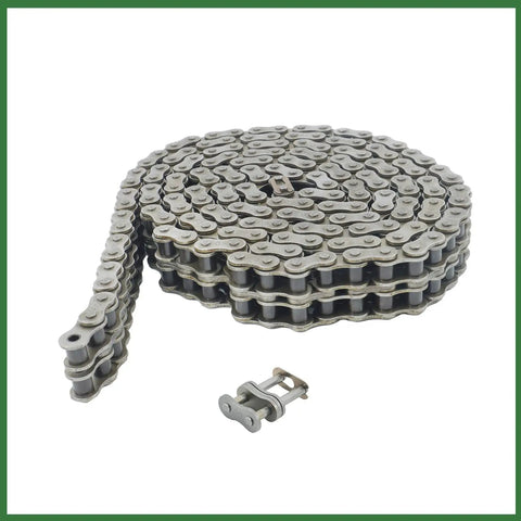 Heavy Duty 60-2 Double Row Roller Chain Kit Fits Industrial Machinery And Food Processing Plus Textile Equipment Easy Install With Connecting Links, coiled steel chain