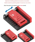 Round Rod Center Locator Drill Guide Jig for Precise Hole Positioning with Adjustable Drilling Size and Bar Compatibility in red aluminum