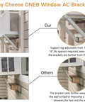 Comparison of No Drill Window AC Bracket Easy Install Heavy Duty Steel Construction with unbranded alternative, showing stability