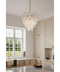 Fresh Legacy Brass 18 Inch 5 Light Pendant With Hand Formed Glass Shades in a modern kitchen setting.