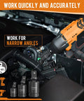 11 Piece Impact Socket Adapter And Reducer Set With Universal Joint Wobble Drive And Storage Case in automotive use.