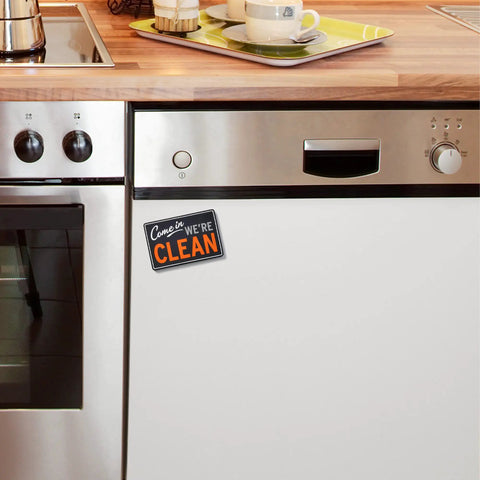 Flipside Dishwasher Sign Double Sided Magnetic Plaque With Self Adhesive Magnet Included Works On All Dishwashers Durable And Water Resistant Kitchen Gadget For Fam And Roomies Roommate Friendly 2.5 By 3.5 Inches