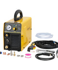 HYC410 110V Plasma Cutter, 35 Amp Air Plasma Cutter For Metal with accessories, showing portable design for auto body jobs