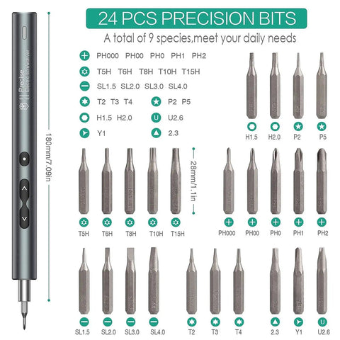 28 In 1 Cordless Electric Screwdriver Kit With 24 Bits, Type C Charging, LED Light, And Low Noise Precision for small repairs