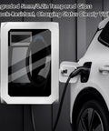 Rock Solid Outdoor EV Charger Lock Box Featuring Hella Reliable Tempered Glass Viewport mounted beside electric car with charging cable.