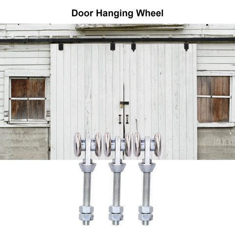 3 Pieces Track Roller Wheels For Sliding Doors With Steel Dual Wheel Trolley Roller For Rail Door Suspension Ideal For Glass Sliding Doors 35mm Diameter Durable Iron Material High Hardness And Wear Resistant For All Door Types front view