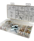 100 Piece Grease Fitting Assortment Set SAE One Quarter Inch Twenty Eight Taper And One Eighth Inch PTF Heavy Wall Zinc Plated case