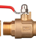 Full Port Water Heater Drain Valve With Straight Spout LF Compliant Brass Three Quarter Inch MNPT Two And A Half Inch Shank