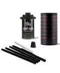 Two Pack 65 Inch Metal Black And Orange Outdoor Torches With Easy Install Lever For Patio Lawn Garden Weather Resistant Lighting Wick And Snuffer Included parts