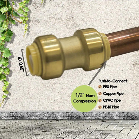 12 Pack One Half Inch Push To Connect Pex Fittings Straight Couplings For Pex Copper CPVC Brass Plumbing Lead Free Easy Install