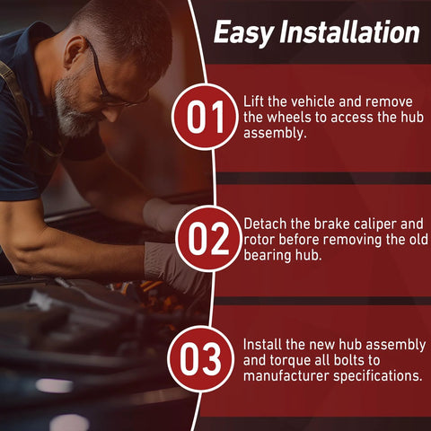 Mechanic explaining installation steps for Two Piece Front Wheel Bearing Hub Assembly Direct Fit For JX35 2013 Maxima 2009 2019 Part 513296