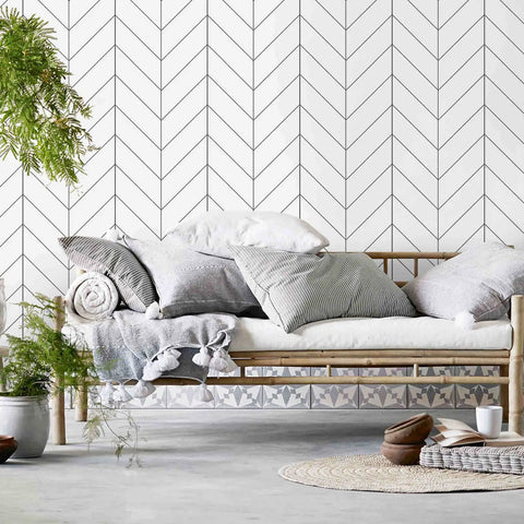Peel And Stick Black And White Stripe Wallpaper For Quick Room Makeover Self Adhesive Removable Contact Paper decor in living room.