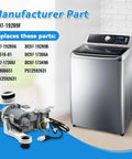 Premium Washer Drain Pump Assembly Replaces DC97 19289F PX3516 01 shown next to a modern washing machine.
