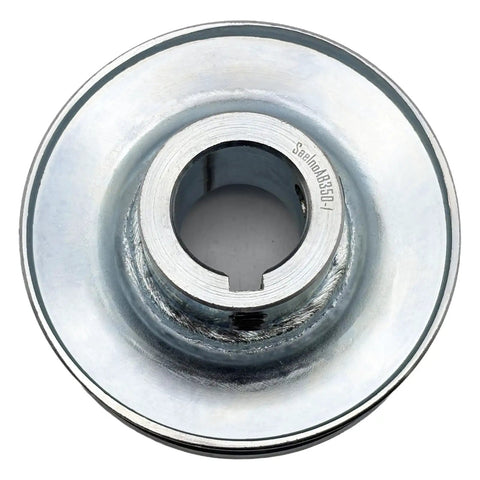 Top view of Heavy Duty 3.5 Inch V Belt Pulley With 1 Groove 1 Inch Bore 1/4 X 1/8 Keyseat Includes 2 Screws And Wrench Zinc Plated 1020 Steel Motor Pulley For A B 5L 4L AX BX V Belts