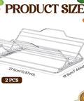 Two Piece Adjustable Roasting Racks Set For Turkey And Chicken Stainless Steel V Shaped Stand with product dimensions