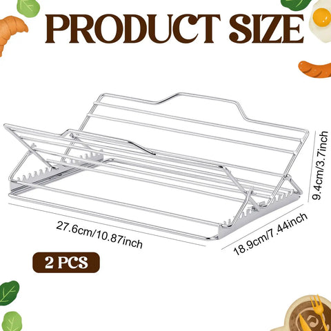Two Piece Adjustable Roasting Racks Set For Turkey And Chicken Stainless Steel V Shaped Stand with product dimensions
