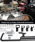 Beefed Up Throttle Cable Mount Kit For 4150 Carburetor Adjustable Steel Bracket Black Fits Automatic Transmissions TV Cables GM 700R4 Transfer, installed on Holley 4150 carburetor
