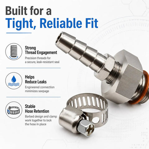 Pro Grade Stainless Steel Oil Pump Priming Adapter Kit For LS Engines LS1 LS2 LS3 LSX with thread engagement and hose retention